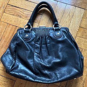 Elliott Lucca I Black Leather Satchel Handbag